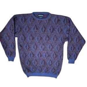 Vtg 90's Puritan Mens Crewneck Sweater Mens XXL 2D Blue Purple Geometric Acrylic